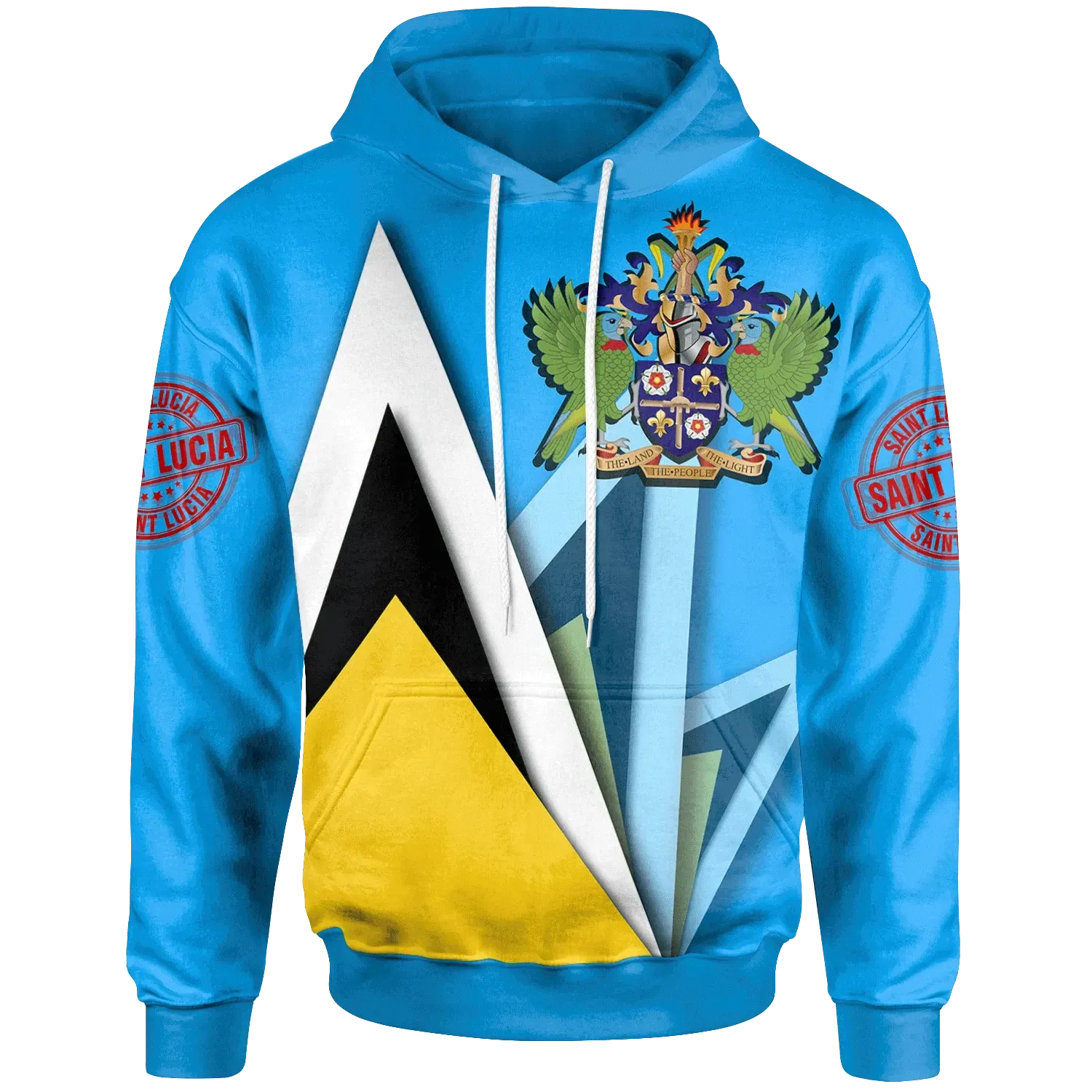 Saint Lucia Hoodie Flag With Coat Of Arms RLT6 - Wonder Print Shop