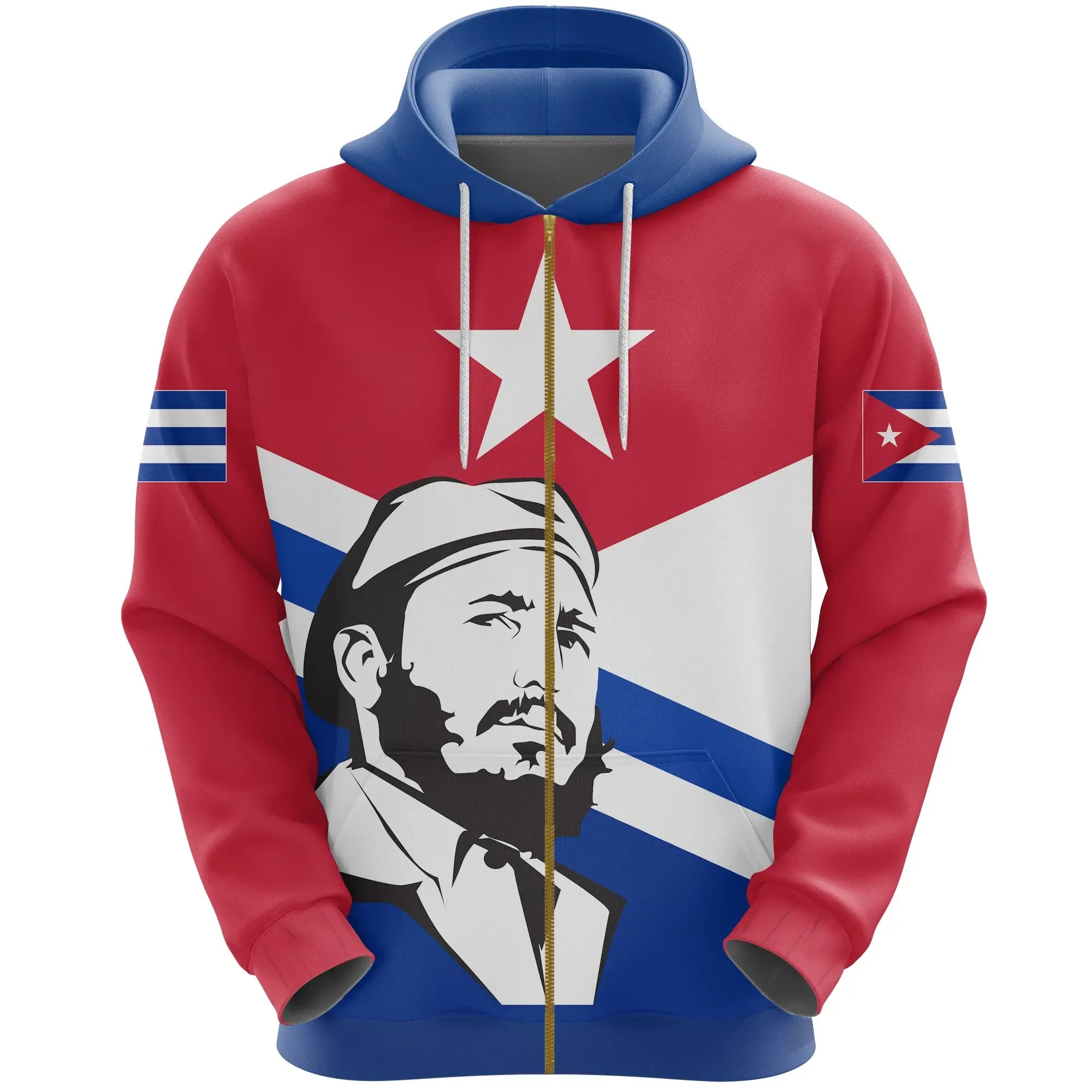 Cuba Zip Hoodie Fidel Castro RLT13 - Wonder Print Shop