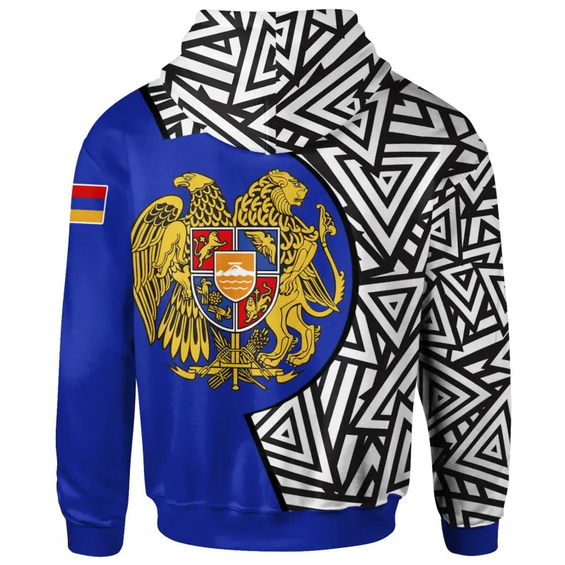 Armenia Zip Up Hoodie Coat Of Arms Of Armenia With Triangle Seamless Pattern RLT8 - Wonder Print Shop