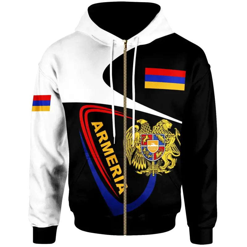 Armenia Zip Up Hoodie Modern Style RLT8 - Wonder Print Shop