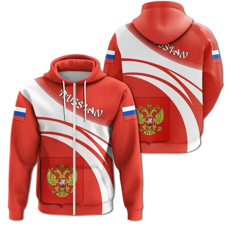 Russian Zip Hoodie Coat Of Arms Cricket Style RLT12 - Wonder Print Shop