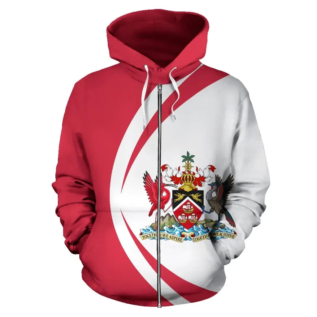 Trinidad and Tobago Zip Up Hoodie Coat Of Arms Circle Style RLT6 - Wonder Print Shop