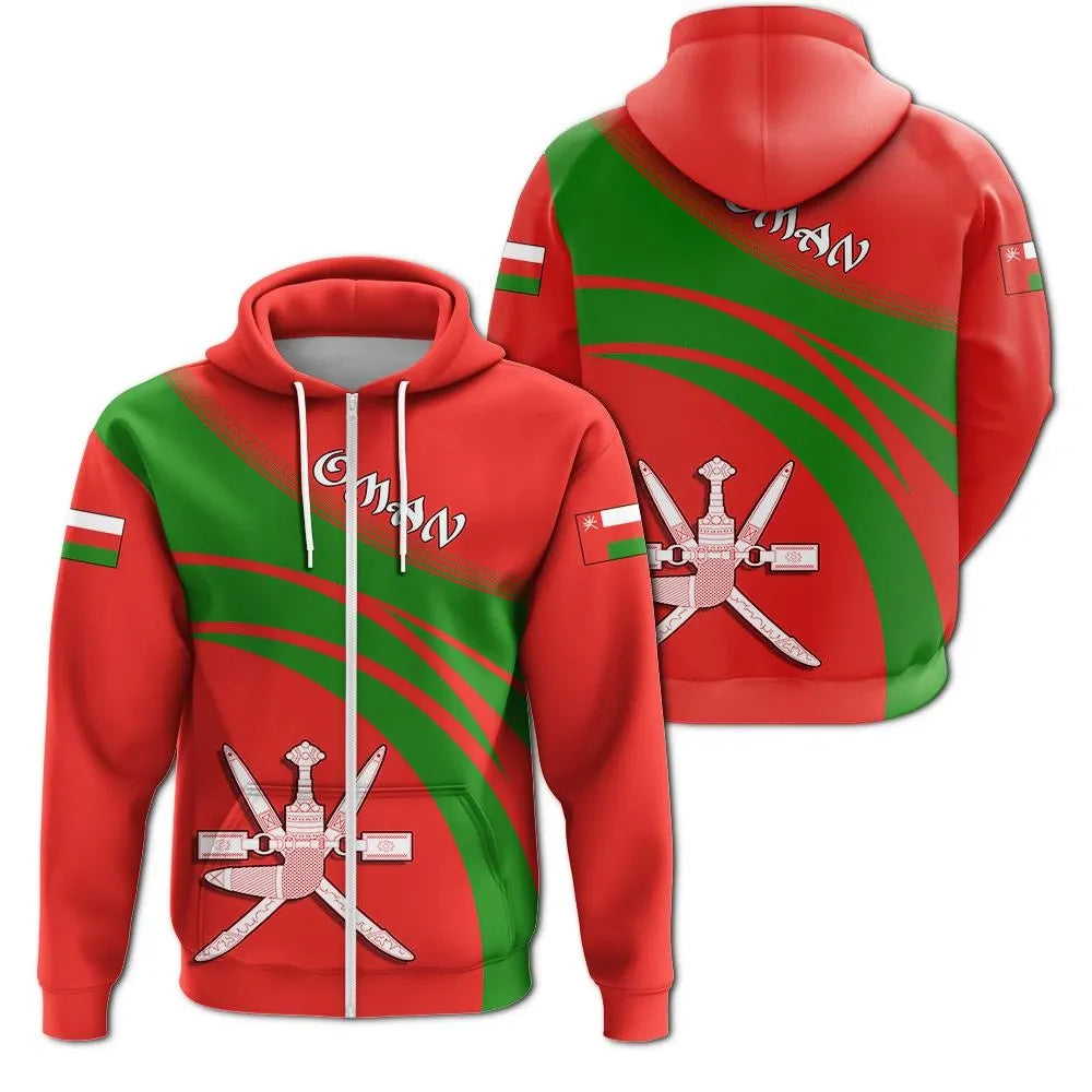 Oman Zip Hoodie Coat Of Arms Cricket Style RLT13 - Wonder Print Shop