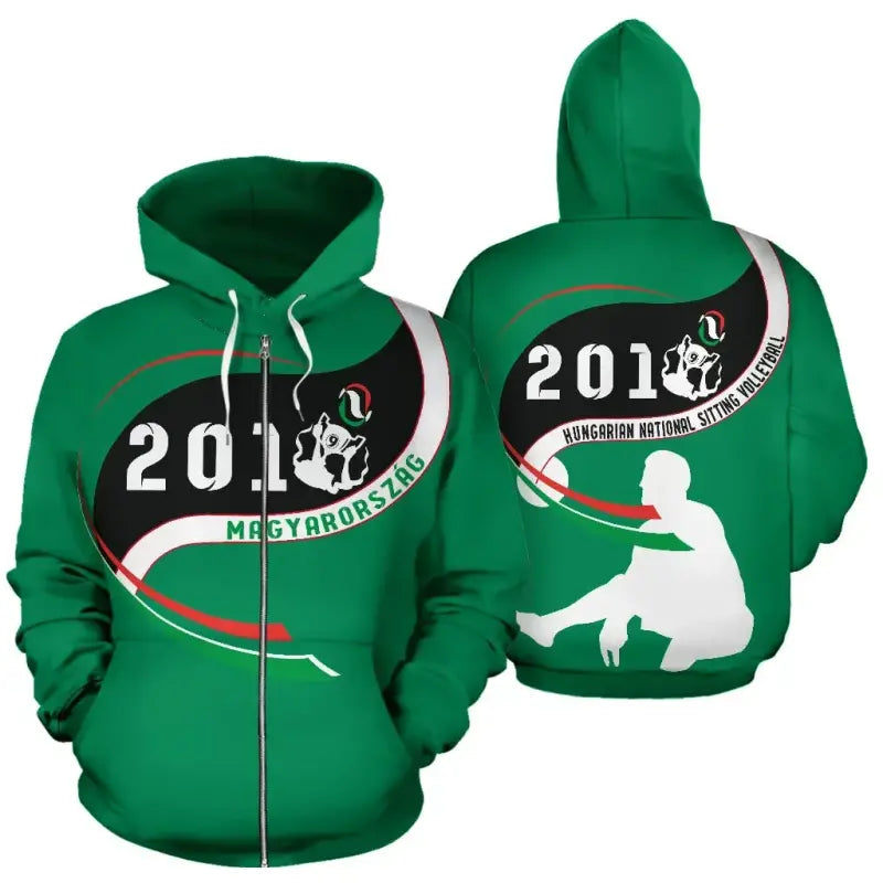 Hungary Zip Up Hoodie Sitting Volleyball Win 2019 RLT8 - Wonder Print Shop