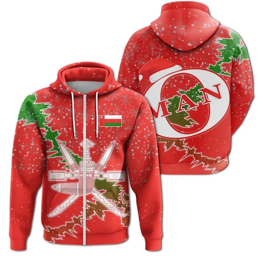 Christmas Oman Zip Up Hoodie Coat Of Arms X Style RLT13 - Wonder Print Shop