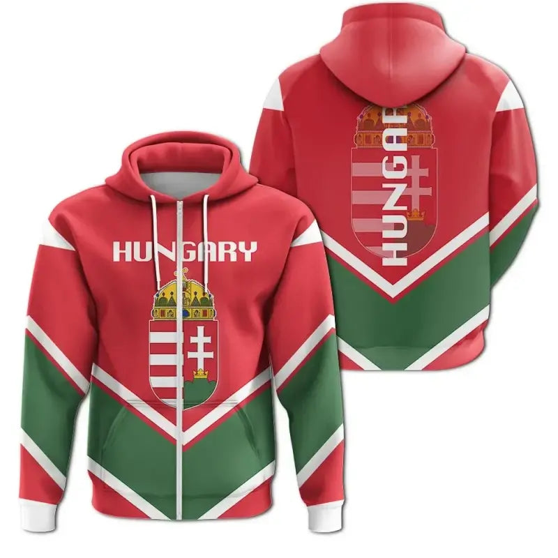 Hungary Coat Of Arms Zip Hoodie Lucian Style RLT8 - Wonder Print Shop