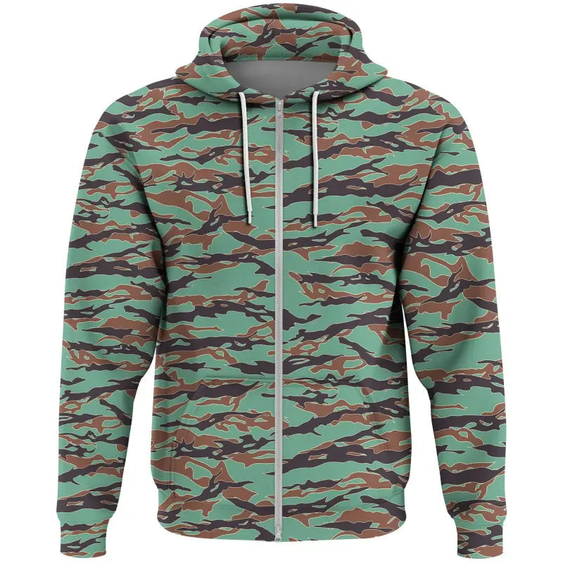 Army Guyana Tiger Stripe Camouflage Seamless Zip Hoodie RLT8 - Wonder Print Shop