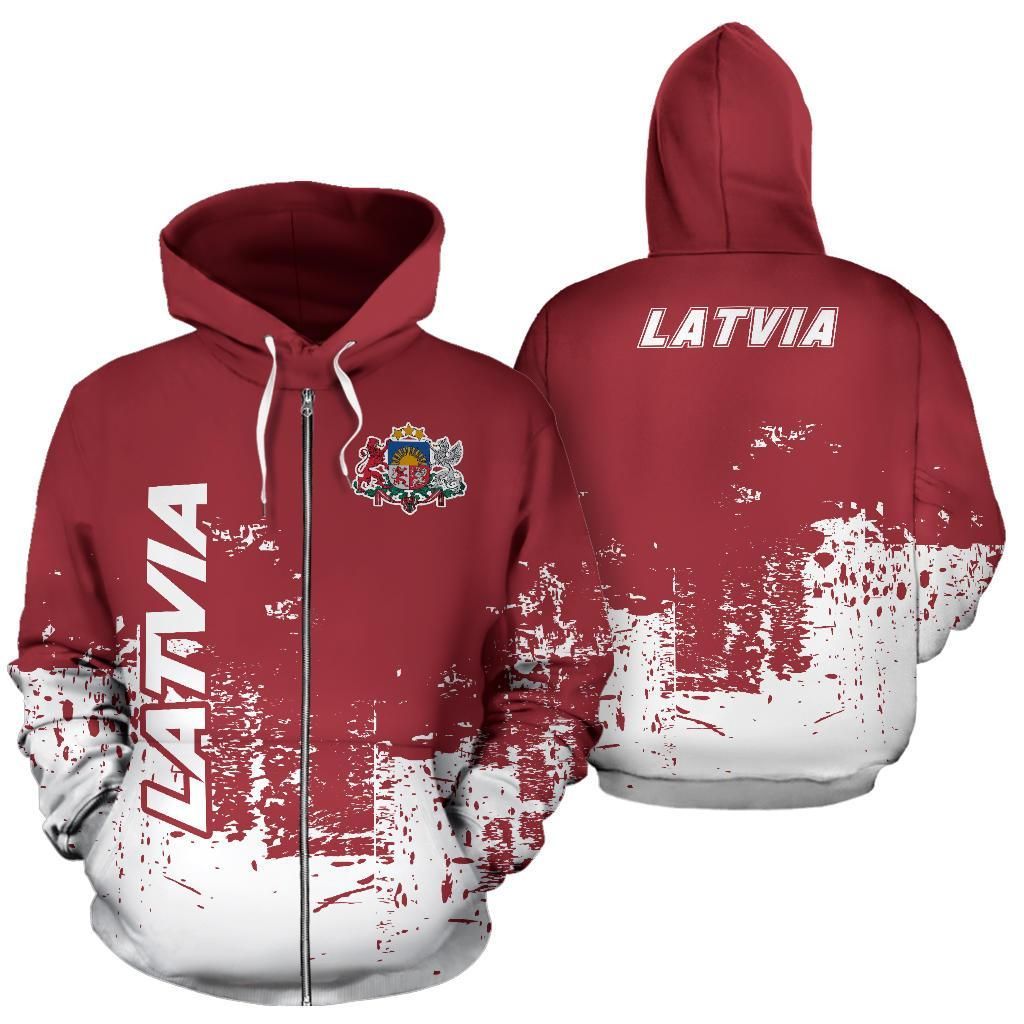 Latvia All Over Zip Up Hoodie Smudge Style10 RLT6 - Wonder Print Shop