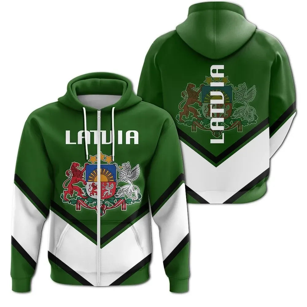 Latvia Coat Of Arms Zip Hoodie Lucian Style RLT6 - Wonder Print Shop