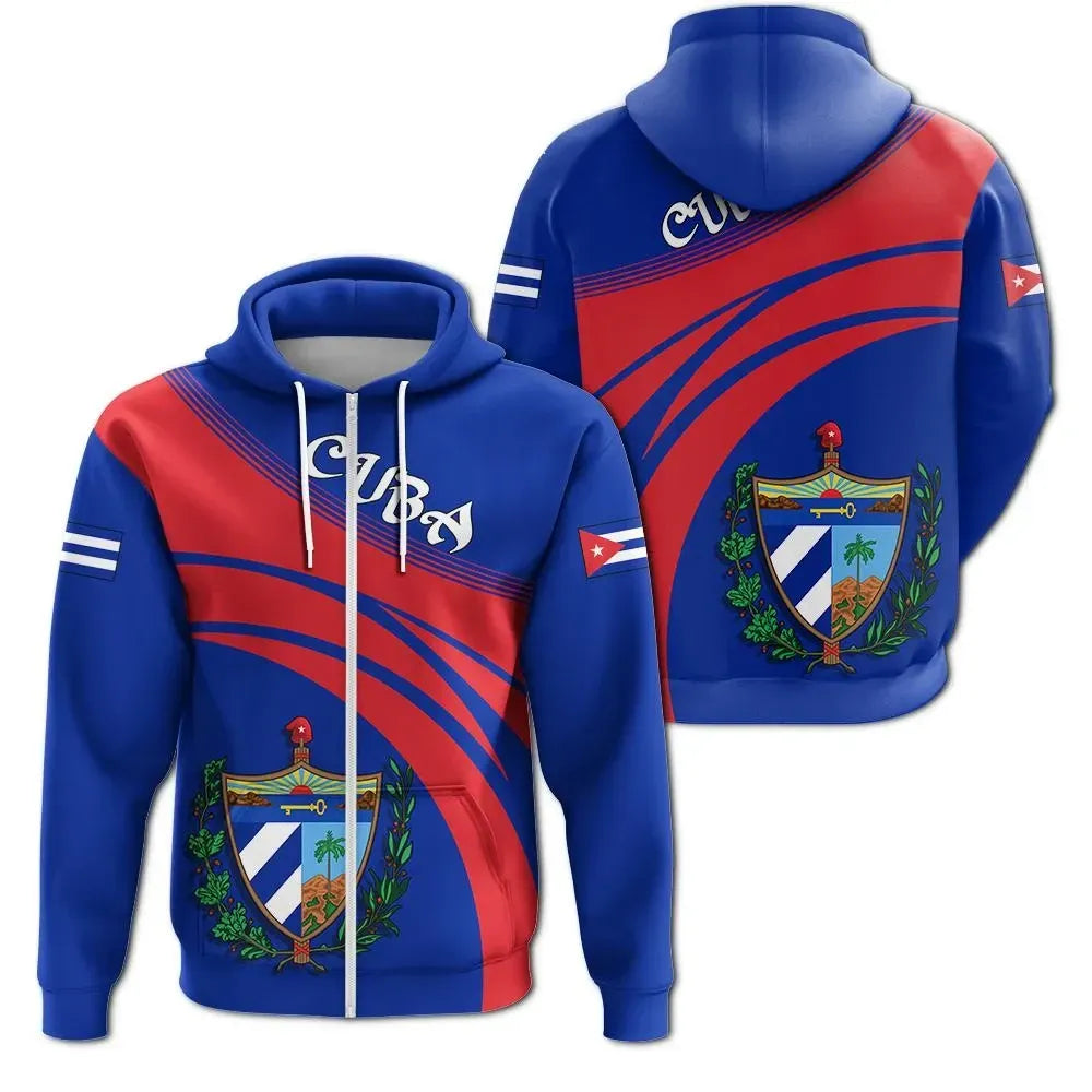 Cuba Coat Of Arms Zip Hoodie Cricket Style RLT13 - Wonder Print Shop