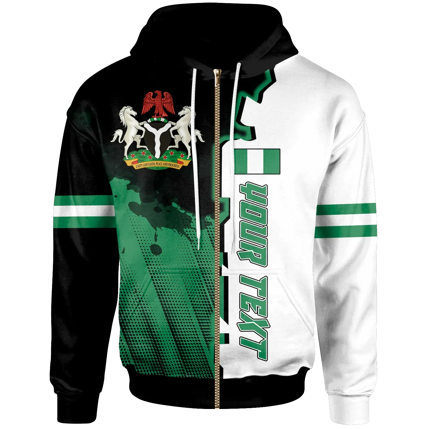 Nigeria Personalised Zip Up Hoodie Independence Day RLT8 - Wonder Print Shop