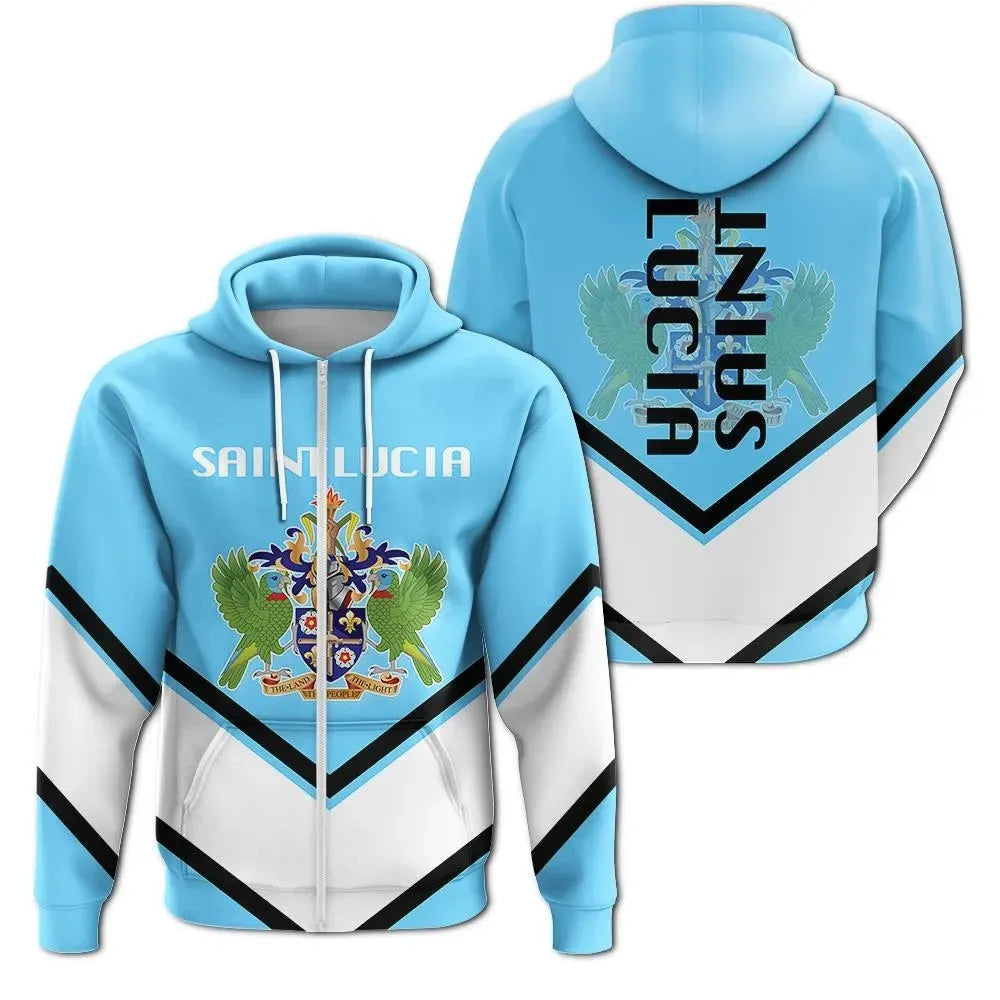 Saint Lucia Zip Hoodie Coat Of Arms Lucian Style RLT6 - Wonder Print Shop