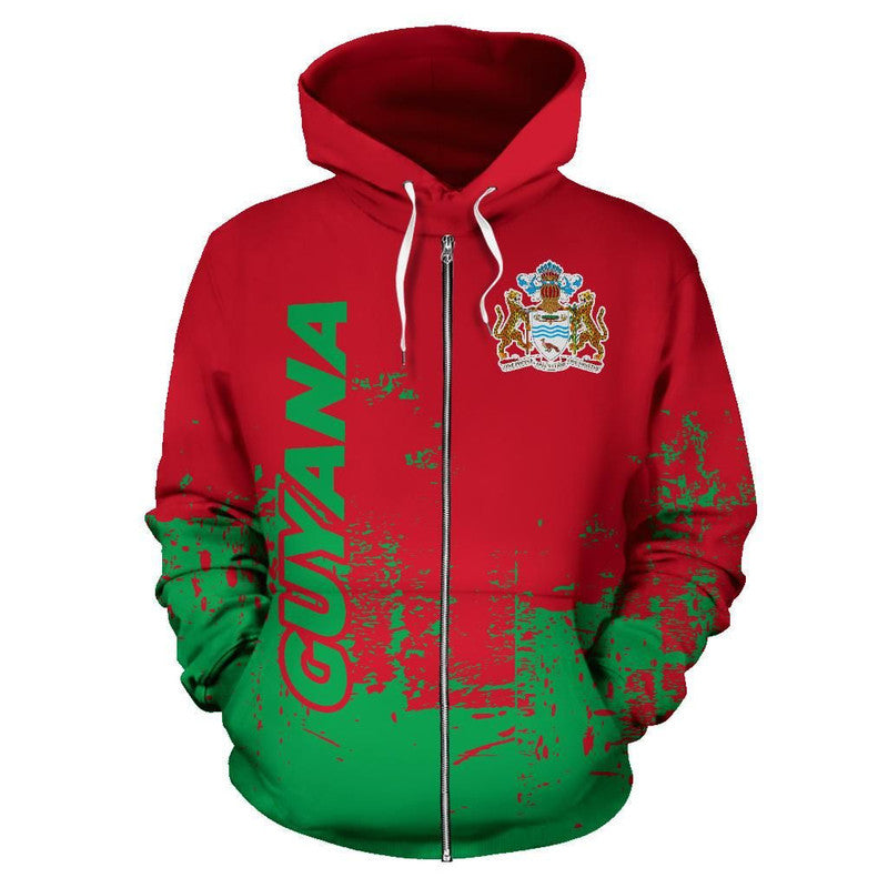 Guyana All Over Zip Up Hoodie Smudge Style RLT8 - Wonder Print Shop