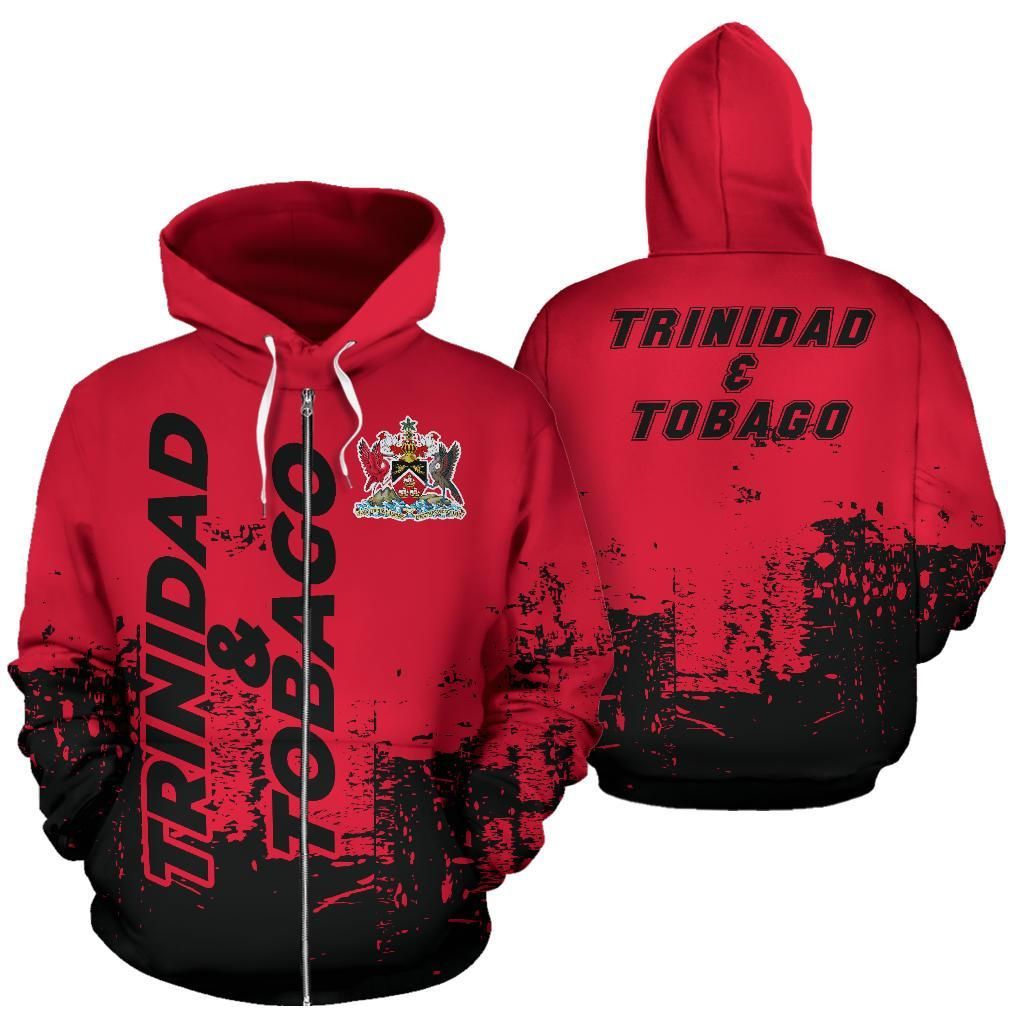 Trinidad and Tobago All Over Zip Up Hoodie Smudge Style RLT6 - Wonder Print Shop