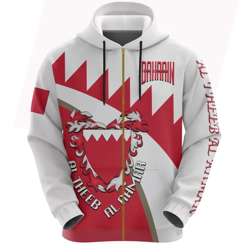 Bahrain All Over Print Zip Hoodie Al Theeb Almar Football Style RLT8 - Wonder Print Shop