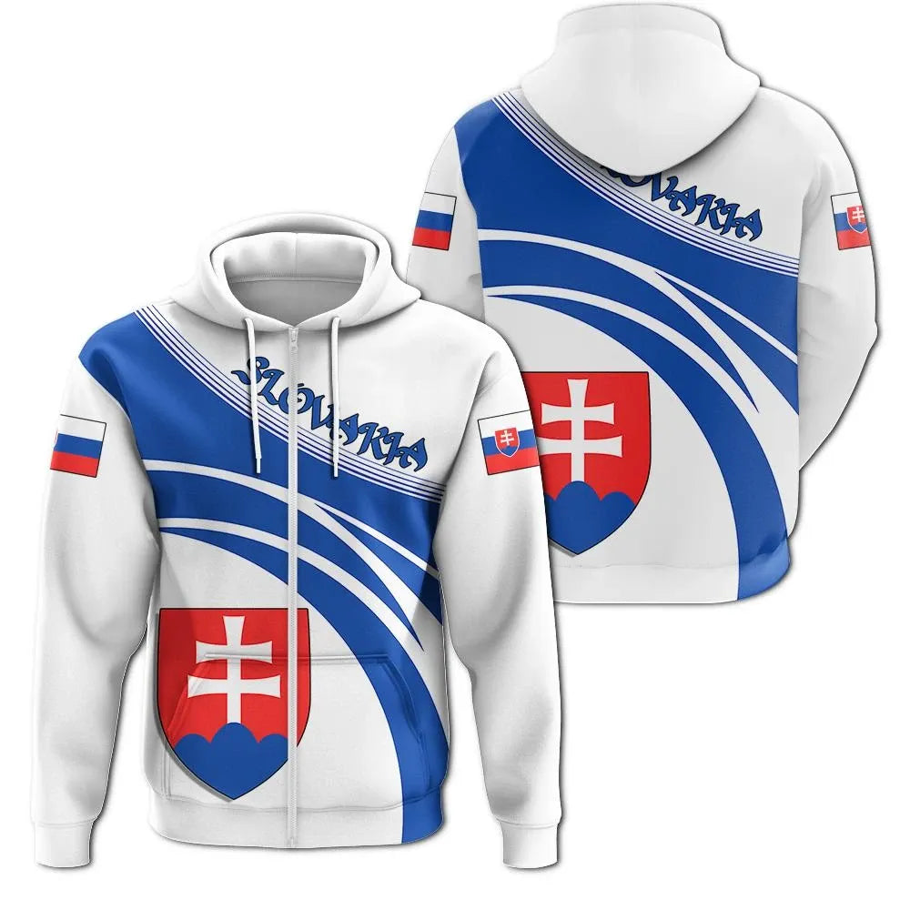 Slovakia Zip Hoodie Coat Of Arms Cricket Style RLT13 - Wonder Print Shop