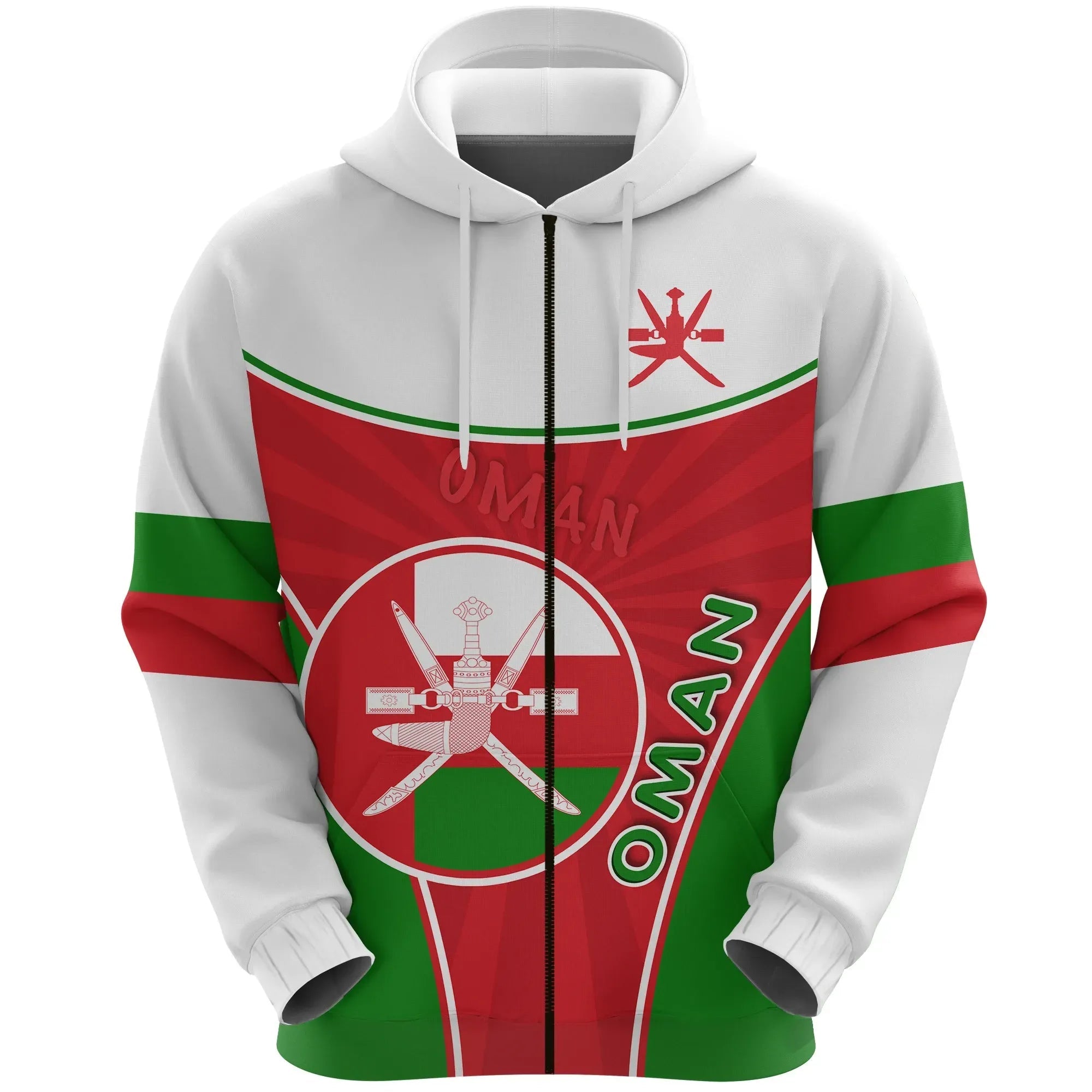 Oman Emblem Zip Hoodie Circle Stripes Flag Version RLT13 - Wonder Print Shop