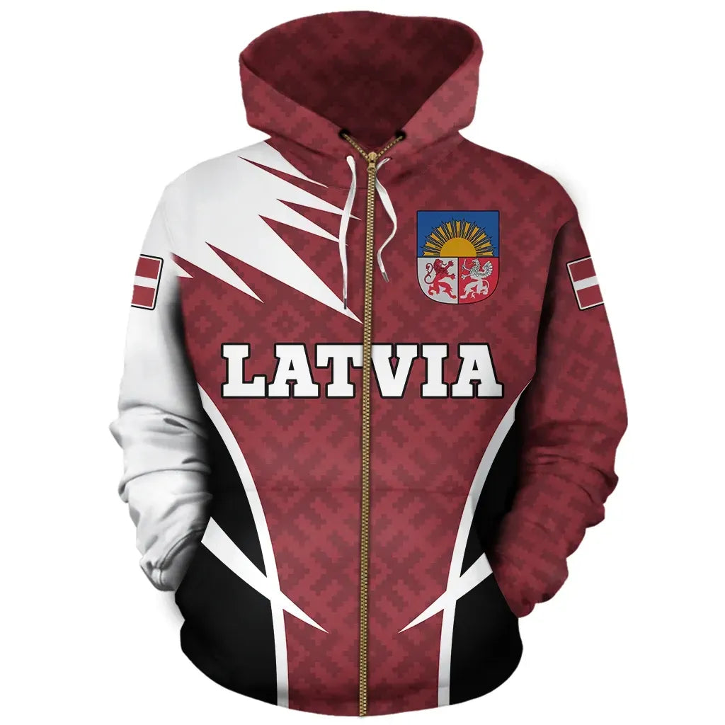 Latvia Hoodie Zip Active RLT6 - Wonder Print Shop