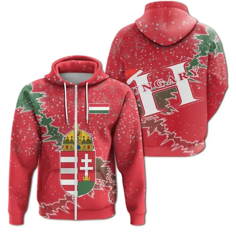 Hungary Christmas Coat Of Arms Zip Up Hoodie X Style RLT8 - Wonder Print Shop