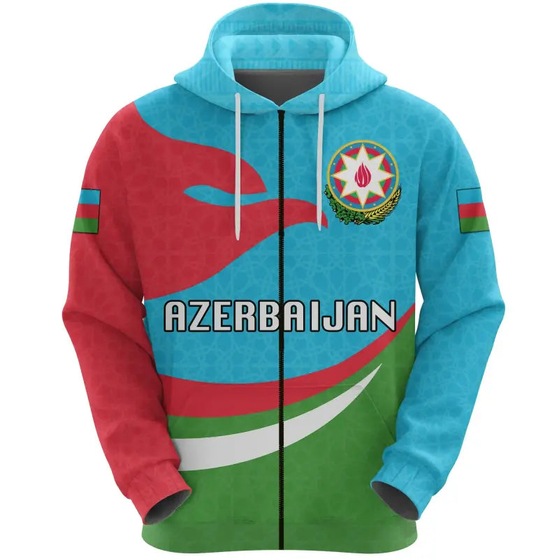 Azerbaijan Zip Hoodie Proud Version RLT8 - Wonder Print Shop