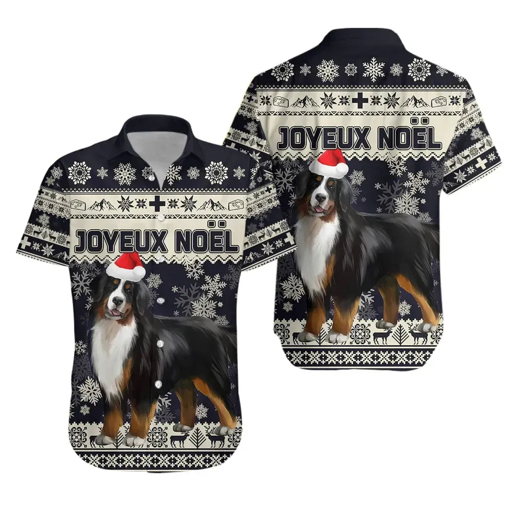 switzerland-christmas-shorts-sleeve-shirt-bernese-mountain-dog-unique-navy