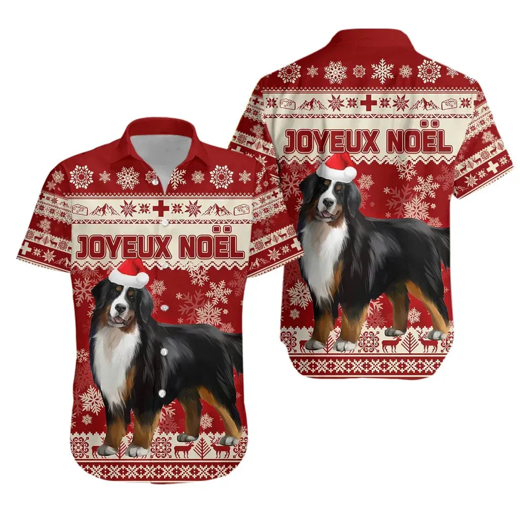 switzerland-christmas-shorts-sleeve-shirt-bernese-mountain-dog-unique-red