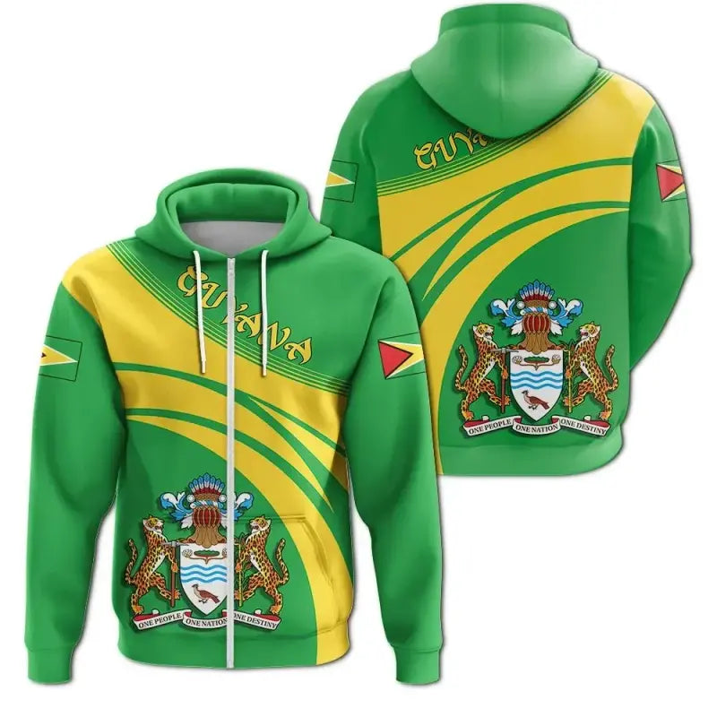 Guyana Coat of Arms Zip Hoodie Cricket Style RLT8 - Wonder Print Shop