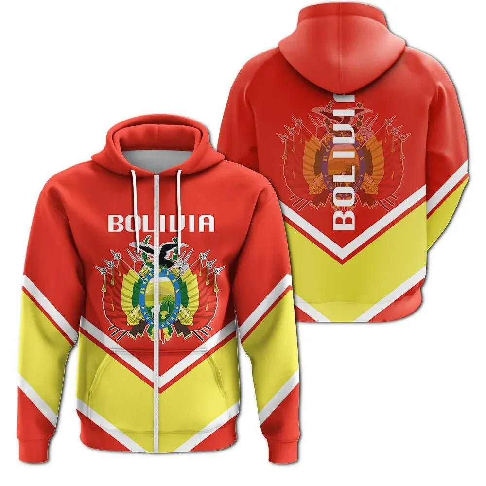 Bolivia Coat Of Arms Zip Hoodie Lucian Style RLT6 - Wonder Print Shop