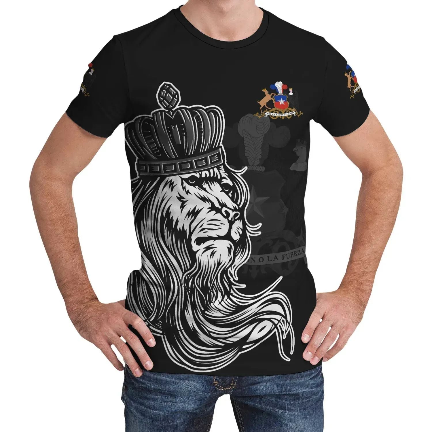 Chile T Shirt Lion with Crown RLT7 - Wonder Print Shop