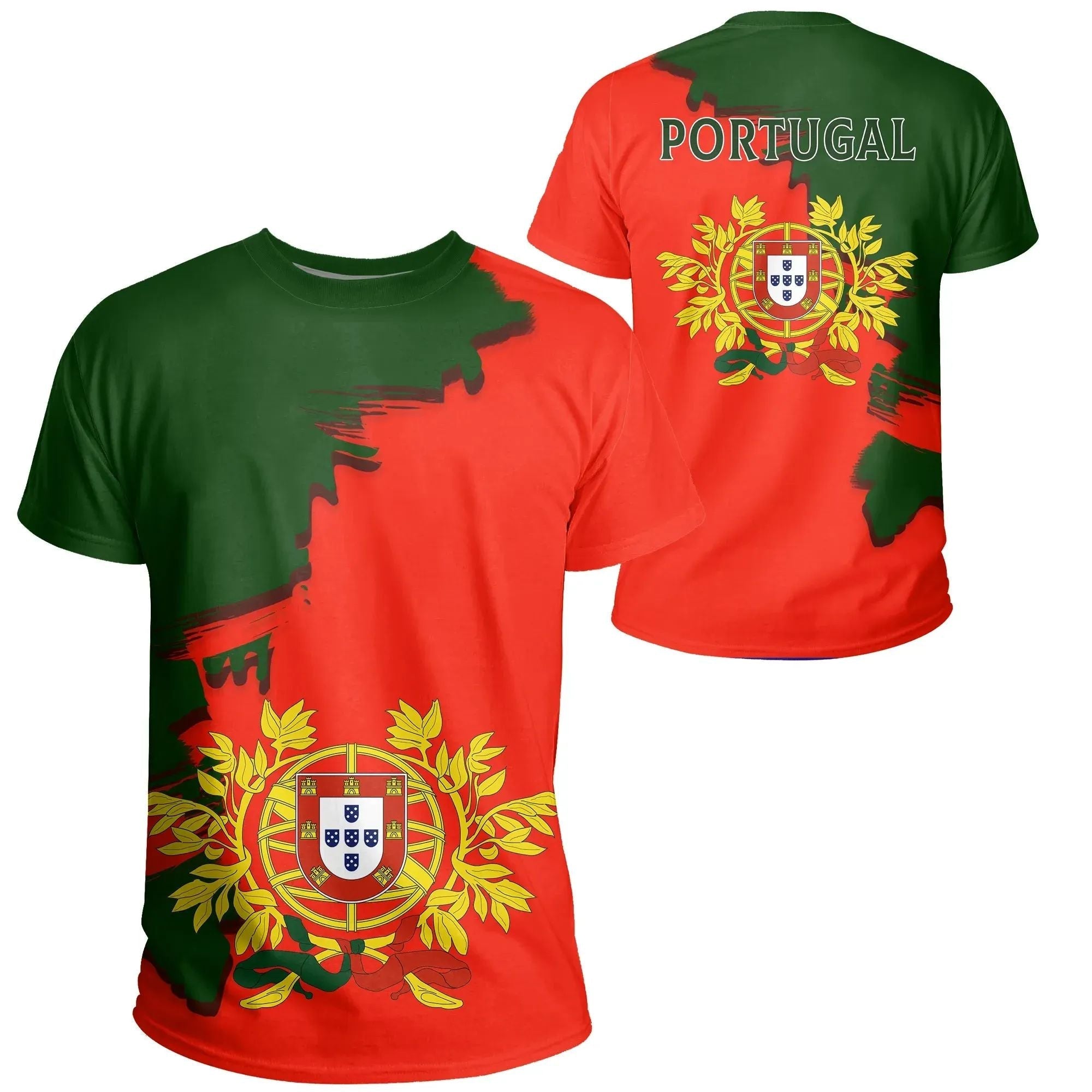 Portugal Coat Of Arms Unique T Shirt Scratch Style RLT7 - Wonder Print Shop