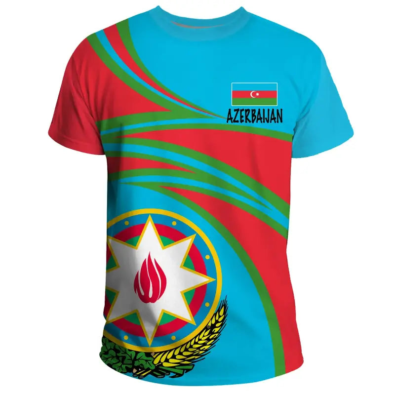 Azerbaijan (Blue) N Flag T Shirt RLT8 - Wonder Print Shop