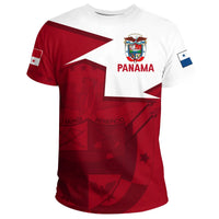 White T-shirt with red Panama print, crest logo on front