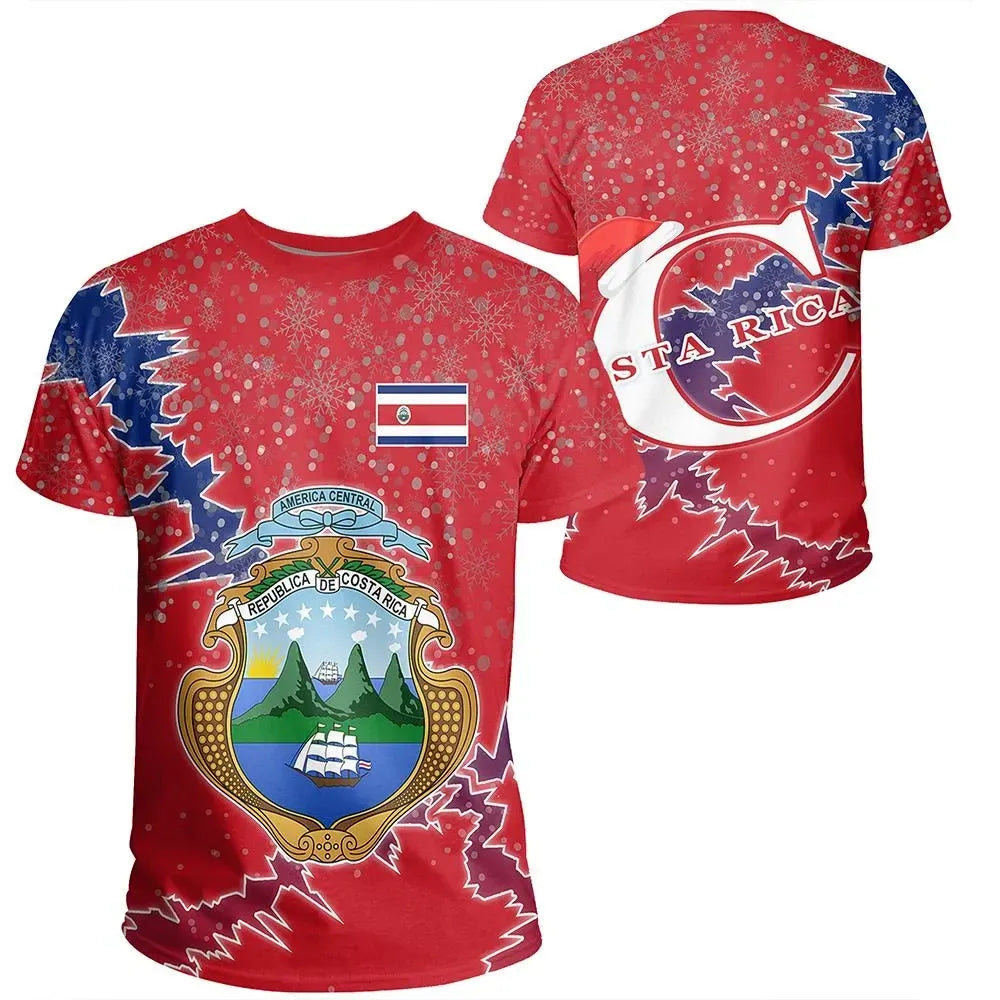 Costa Rica Christmas Coat Of Arms T Shirt X Style RLT13 - Wonder Print Shop