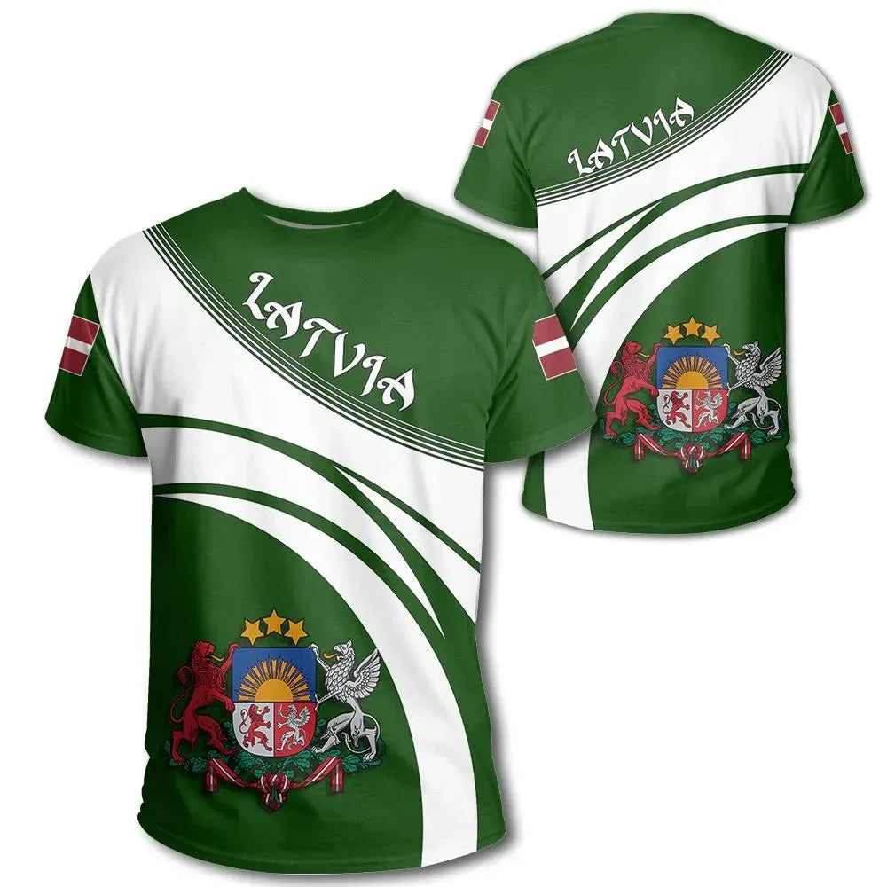 Latvia Coat Of Arms T Shirt Cricket Style RLT6 - Wonder Print Shop