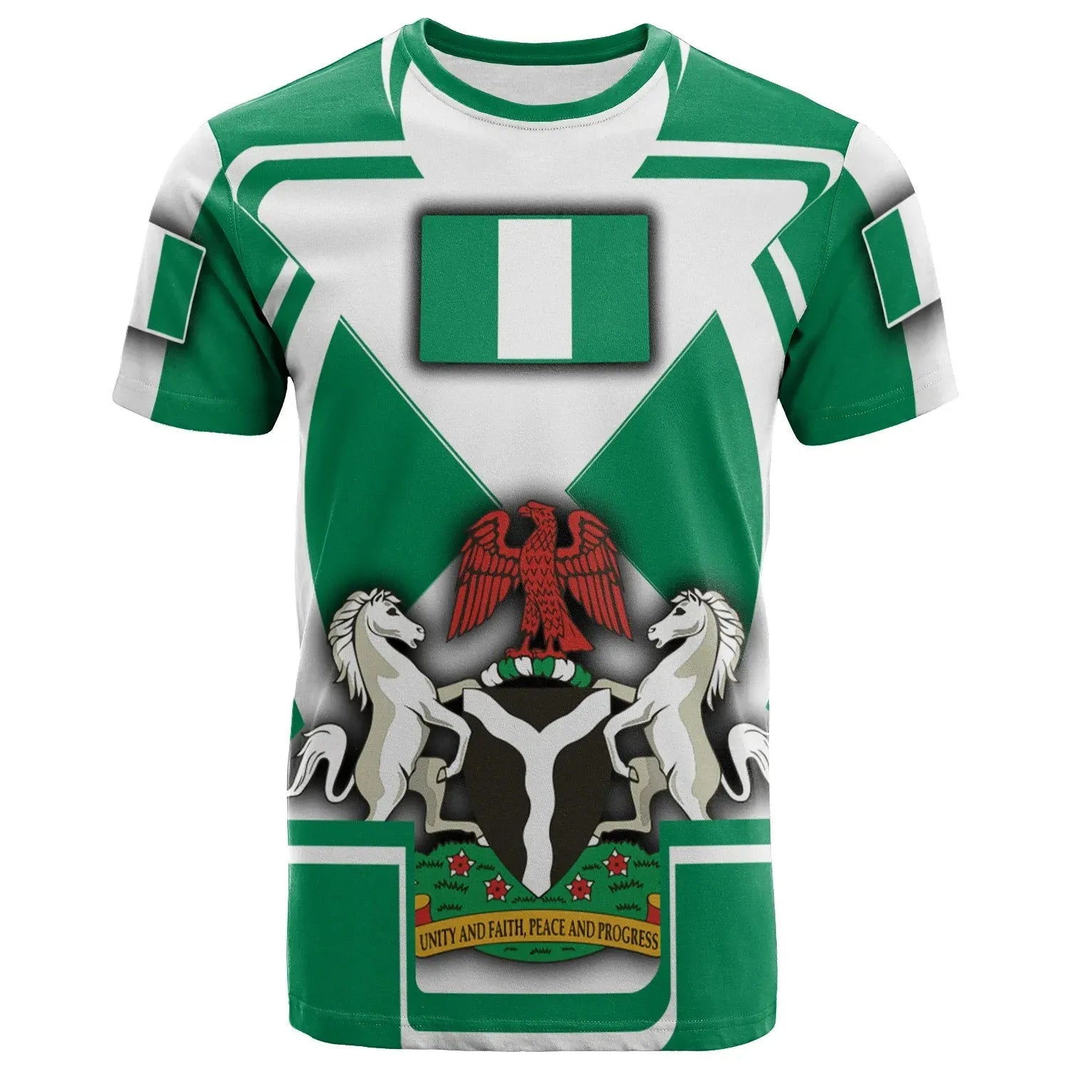 Nigeria T Shirt Nigerian Flag and Coat Of Arms Boa Me Na Me Mmoa Wo RLT8 - Wonder Print Shop