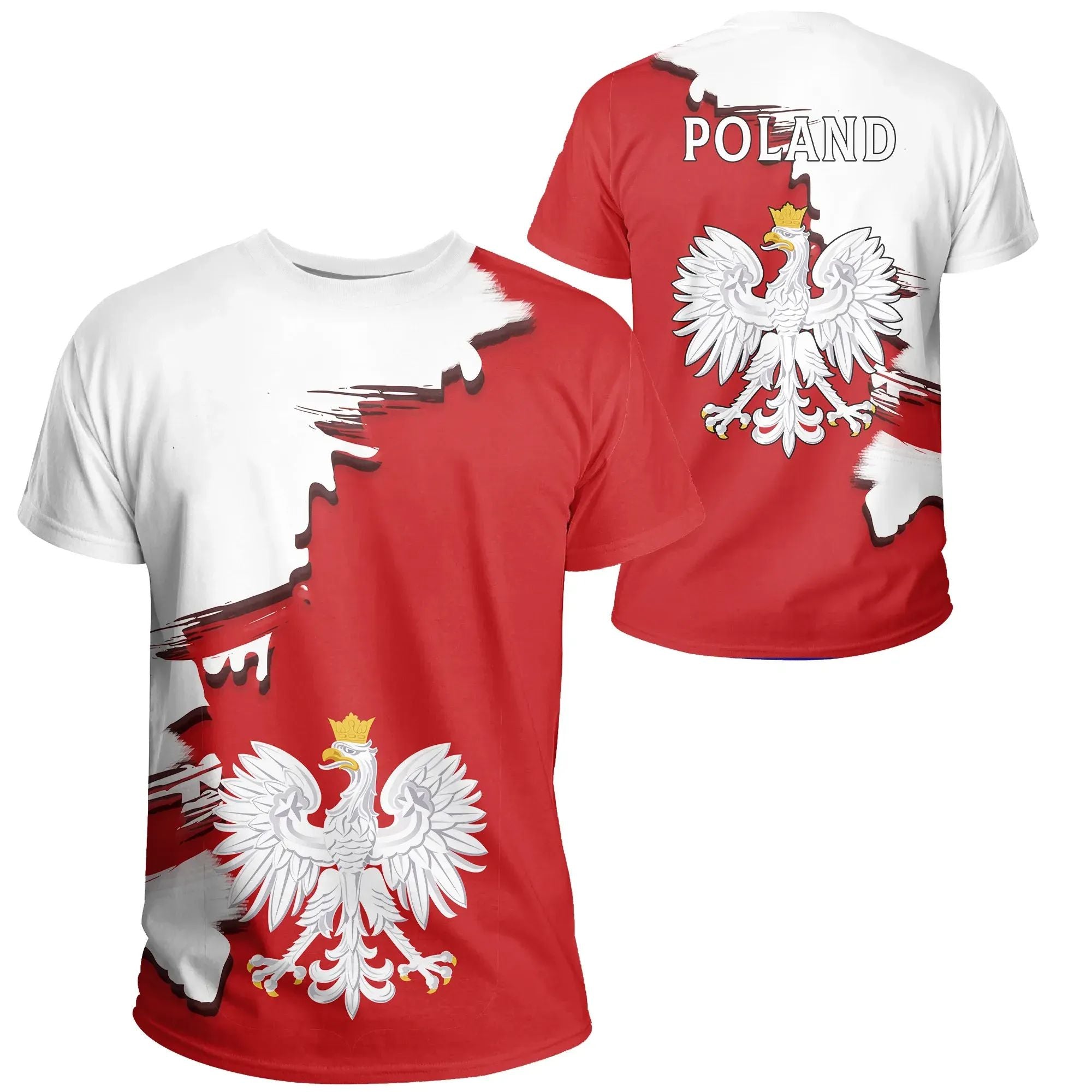 Poland T Shirt with Coat Of Arms Unique Scratch Style RLT7 - Wonder Print Shop