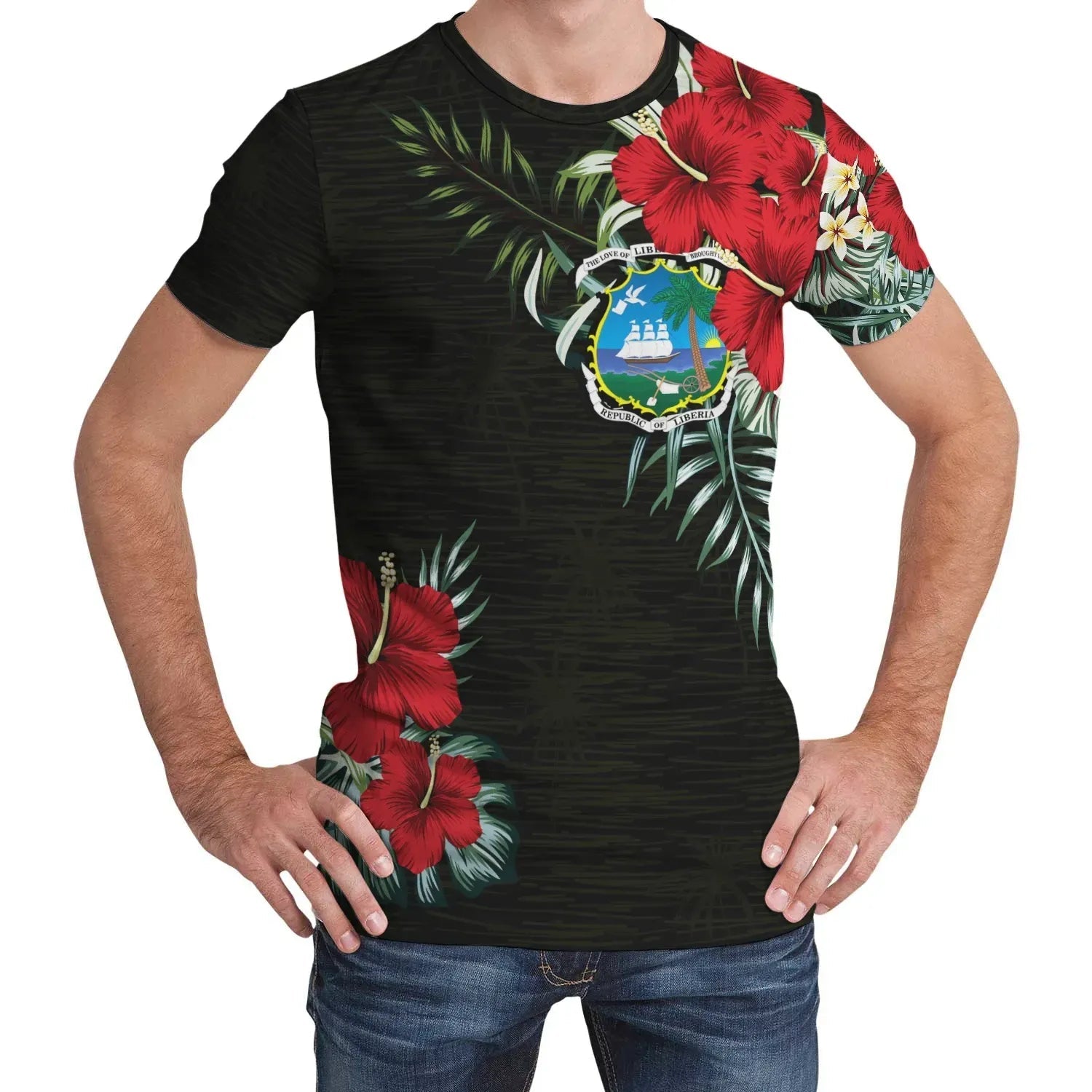 Liberia T Shirt Hibiscus RLT6 - Wonder Print Shop