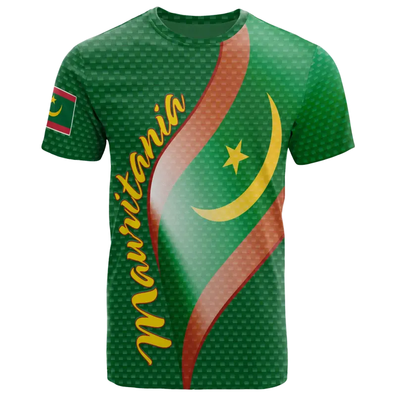 Mauritania T Shirts Mauritania Flag and Coat Of Arms RLT12 - Wonder Print Shop