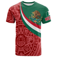 Mexico T-shirt with green/red diagonal stripe and detailed coat of arms graphic