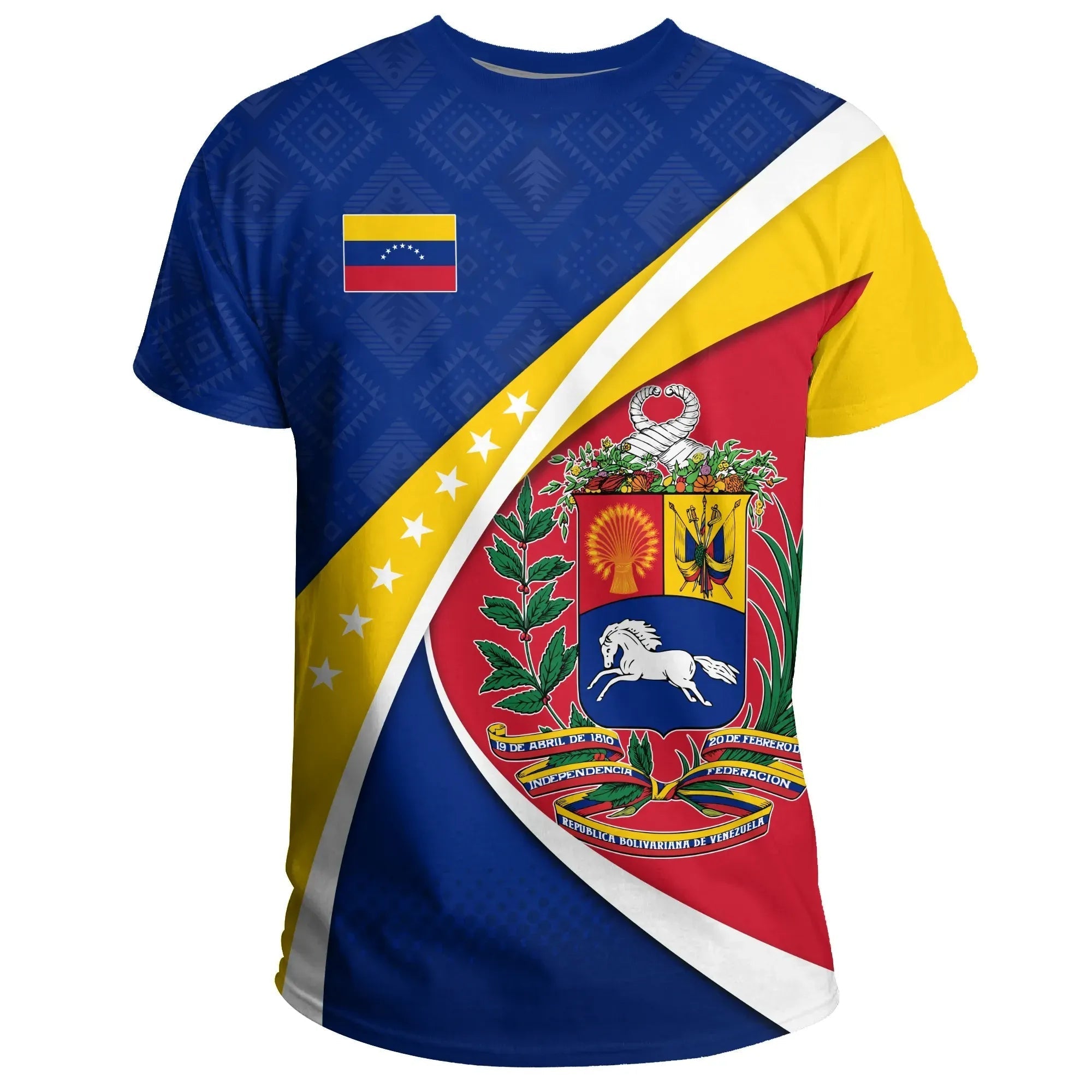 Venezuela T Shirt, Venezuela Coat Of Arms Pattern RLT7 - Wonder Print Shop