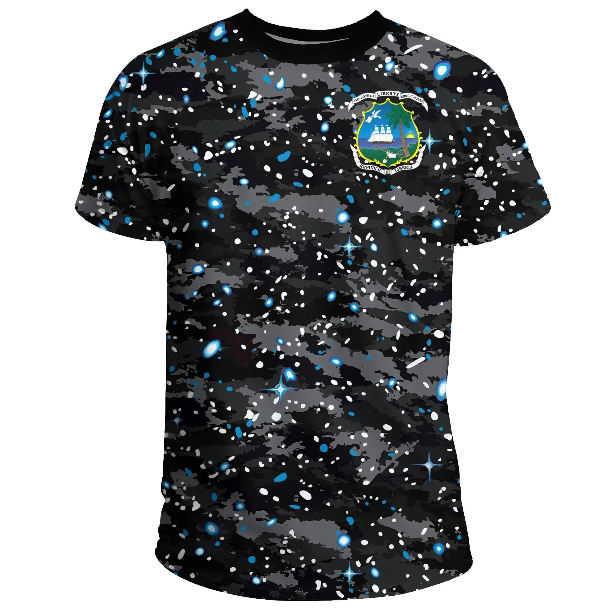 Liberia T Shirt Space Camo RLT6 - Wonder Print Shop