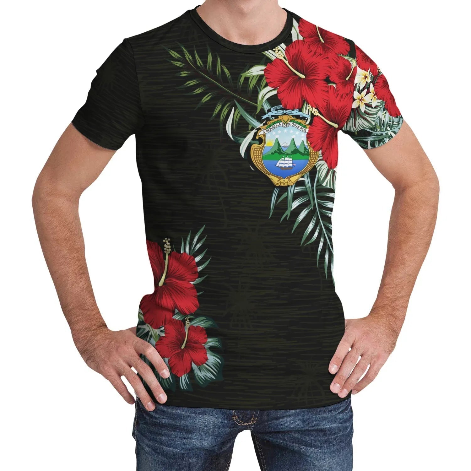 Costa Rica T Shirt Hibiscus RLT13 - Wonder Print Shop