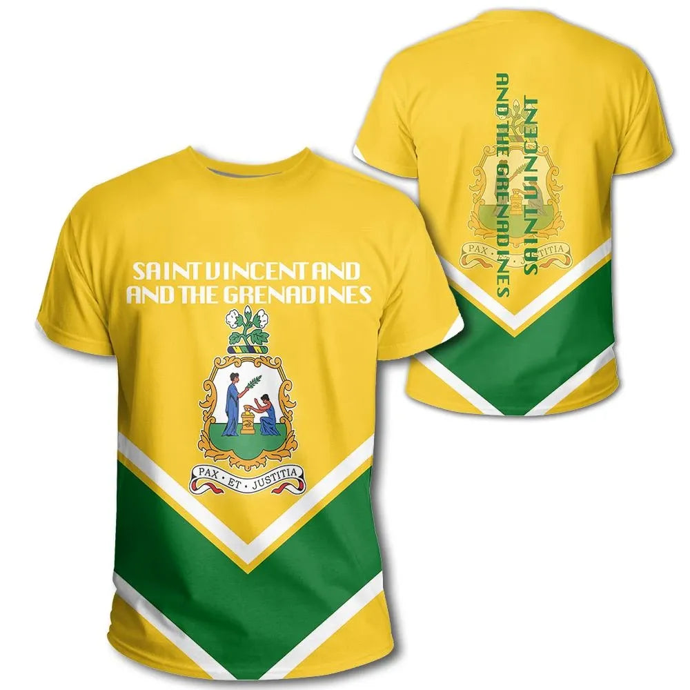 Saint Vincent and the Grenadines Coat Of Arms T Shirt Lucian Style RLT13 - Wonder Print Shop