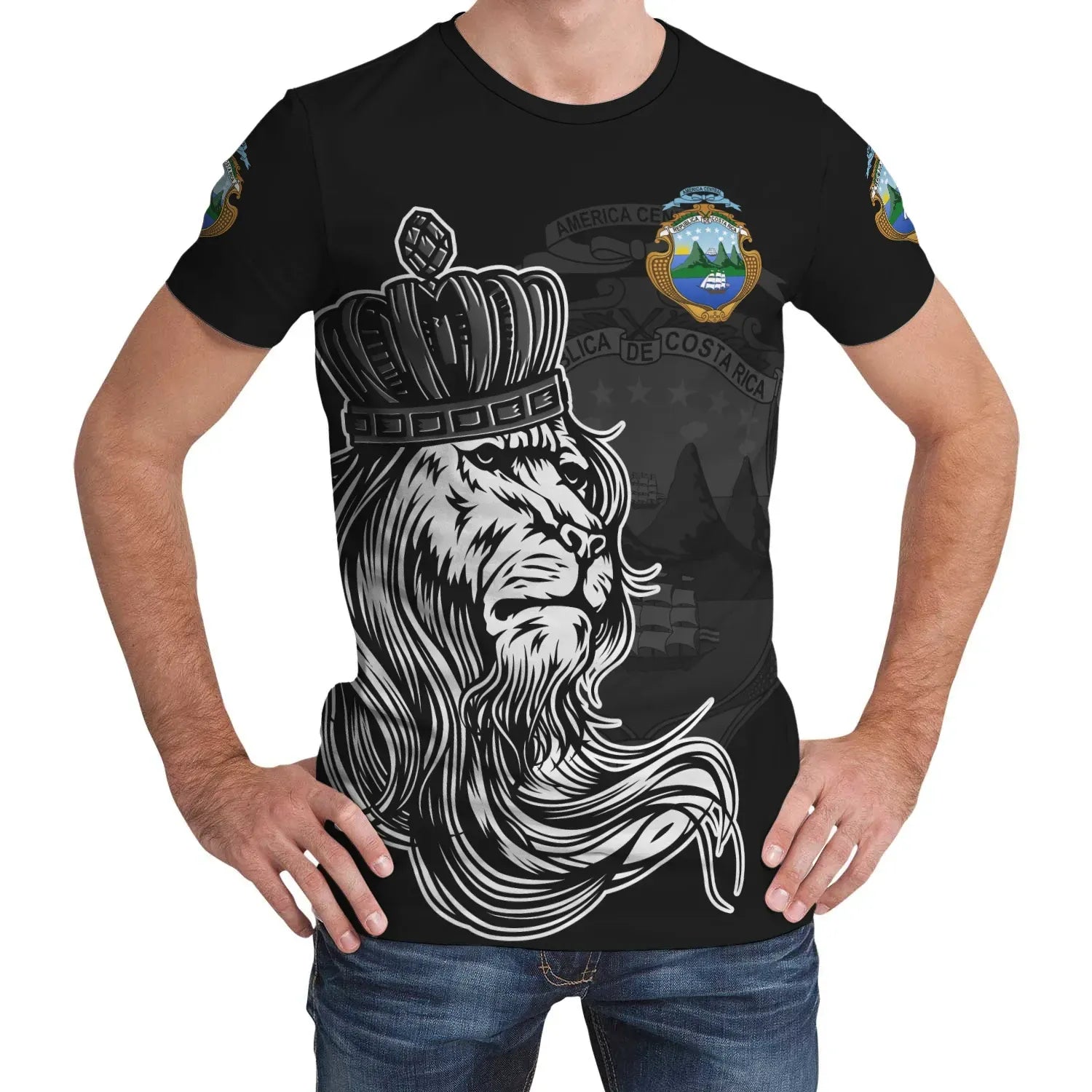 Costa Rica T Shirt Lion with Crown RLT13 - Wonder Print Shop