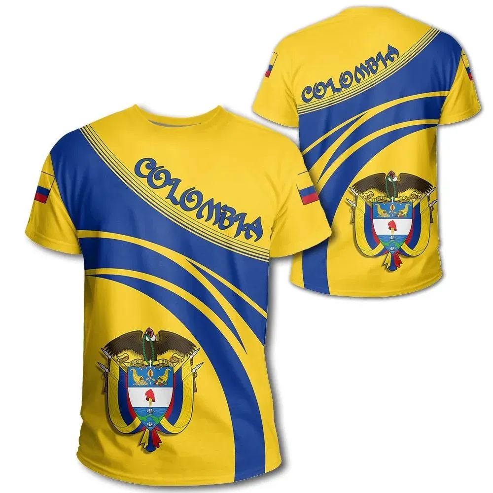 Colombia Coat Of Arms T Shirt Cricket Style RLT7 - Wonder Print Shop