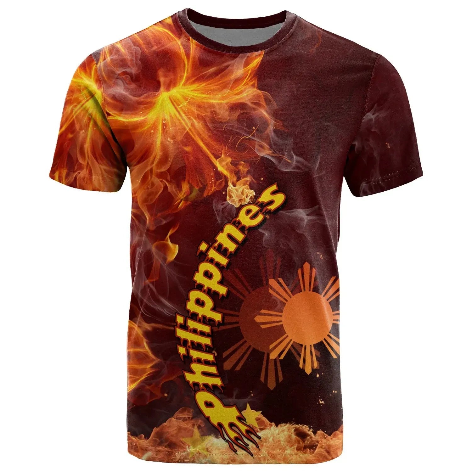 The Philippines T Shirt Fire Hibiscus RLT6 - Wonder Print Shop