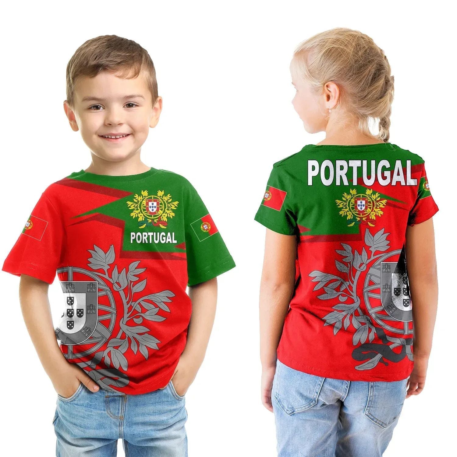 Portugal T Shirt Kid Coat Of Arms New Style RLT7 - Wonder Print Shop