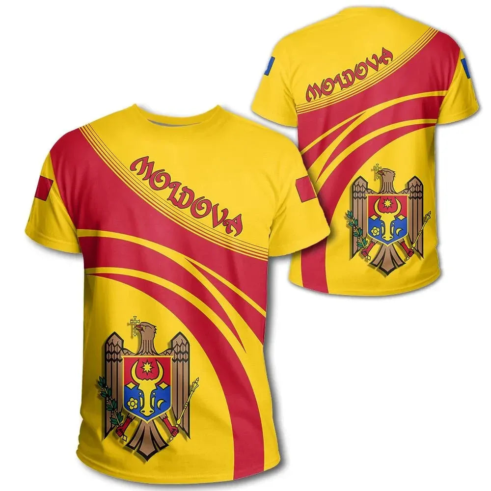 Moldova Coat Of Arms T Shirt Cricket StyleW RLT13 - Wonder Print Shop