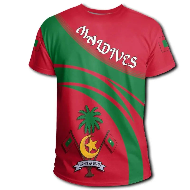 Maldives Coat Of Arms T Shirt Cricket Style RLT12 - Wonder Print Shop