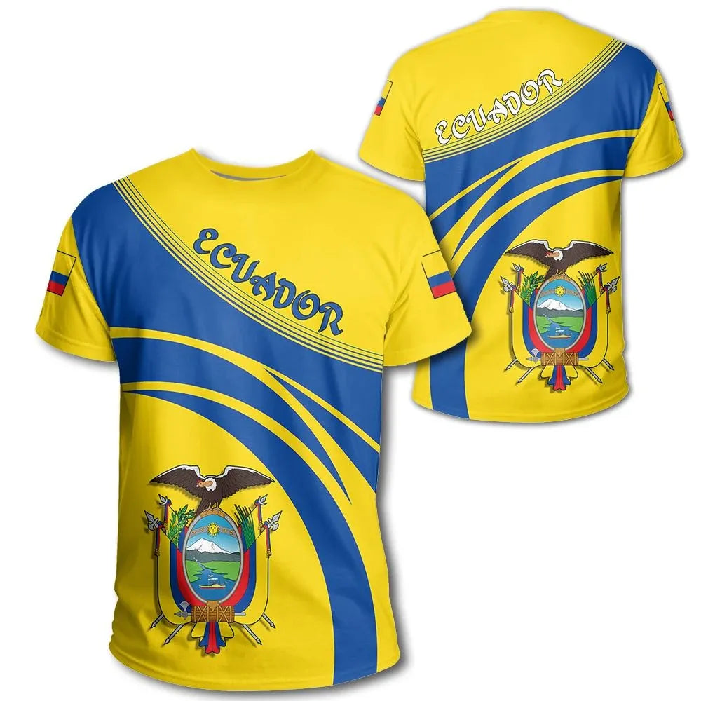 Ecuador Coat Of Arms T Shirt Cricket Style RLT12 - Wonder Print Shop